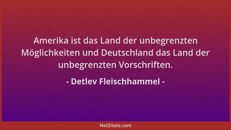 Detlev Fleischhammel - Amerika ist das Land der unbegrenzten Möglichkeiten und Deutschland das Land der unbegrenzten Vorsch...