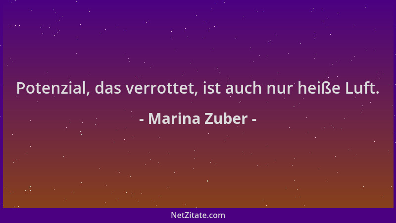 Marina Zuber - Potenzial, das verrottet, ist auch nur heiße Luft....
