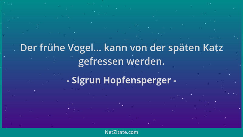 Sigrun Hopfensperger - Der frühe Vogel... kann von der späten Katz gefressen werden....