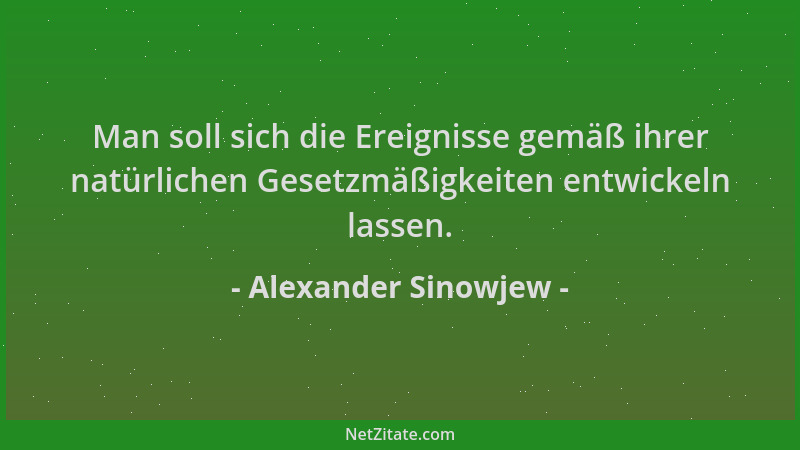 Alexander Sinowjew - Man soll sich die Ereignisse gemäß ihrer natürlichen Gesetzmäßigkeiten entwickeln lassen....