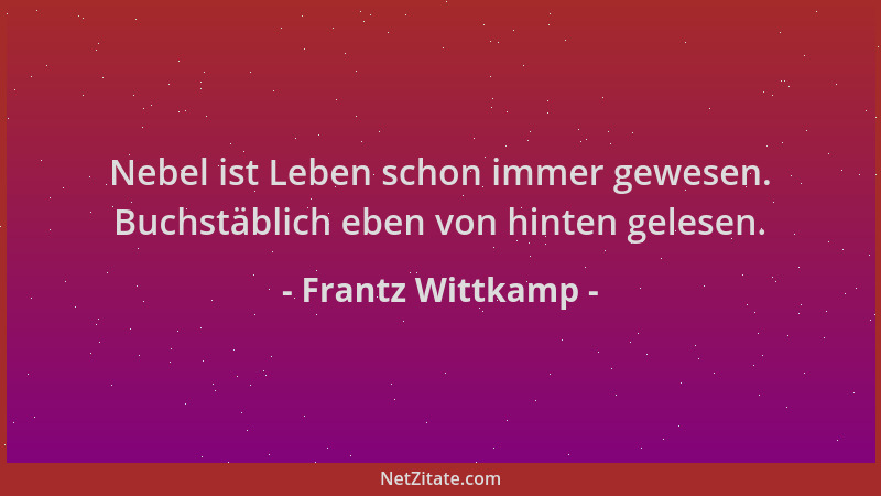 Frantz Wittkamp - Nebel ist Leben schon immer gewesen. Buchstäblich eben von hinten gelesen....