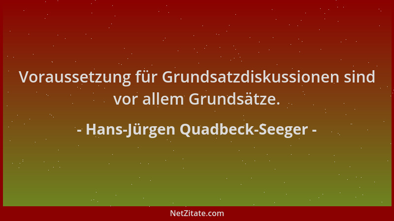 Hans-Jürgen Quadbeck-Seeger - Voraussetzung für Grundsatzdiskussionen sind vor allem Grundsätze....