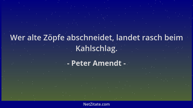Peter Amendt - Wer alte Zöpfe abschneidet, landet rasch beim Kahlschlag....