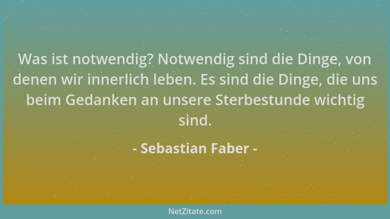 Sebastian Faber - Was ist notwendig? Notwendig sind die Dinge, von denen wir innerlich leben. Es sind die Dinge, die uns be...