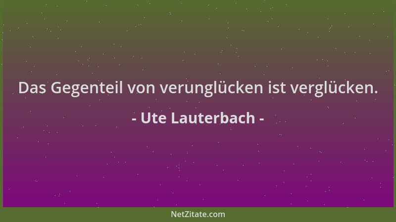 Ute Lauterbach - Das Gegenteil von verunglücken ist verglücken....