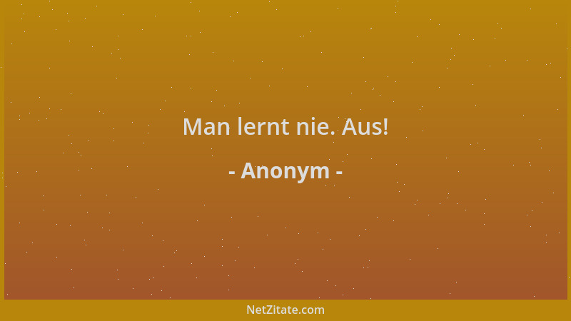 Anonym - Man lernt nie. Aus!...