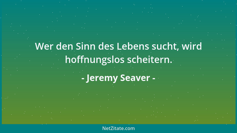 Jeremy Seaver - Wer den Sinn des Lebens sucht, wird hoffnungslos scheitern....