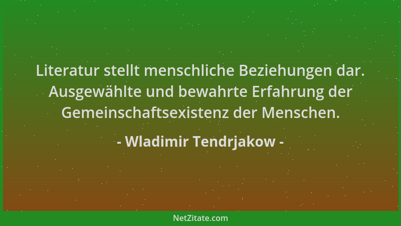Wladimir Tendrjakow - Literatur stellt menschliche Beziehungen dar. Ausgewählte und bewahrte Erfahrung der Gemeinschaftsexi...