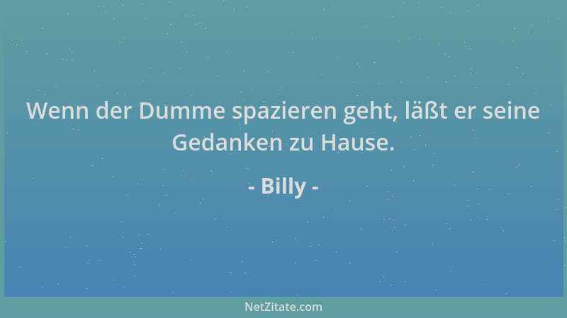 Billy - Wenn der Dumme spazieren geht, läßt er seine Gedanken zu Hause....