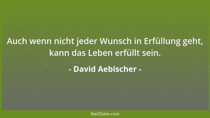 David Aebischer - Auch wenn nicht jeder Wunsch in Erfüllung geht, kann das Leben erfüllt sein....