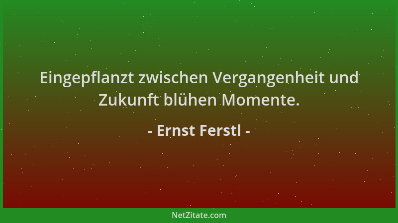 Ernst Ferstl - Eingepflanzt zwischen Vergangenheit und Zukunft blühen Momente....