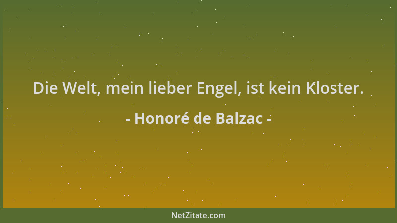 Honoré de Balzac - Die Welt, mein lieber Engel, ist kein Kloster....