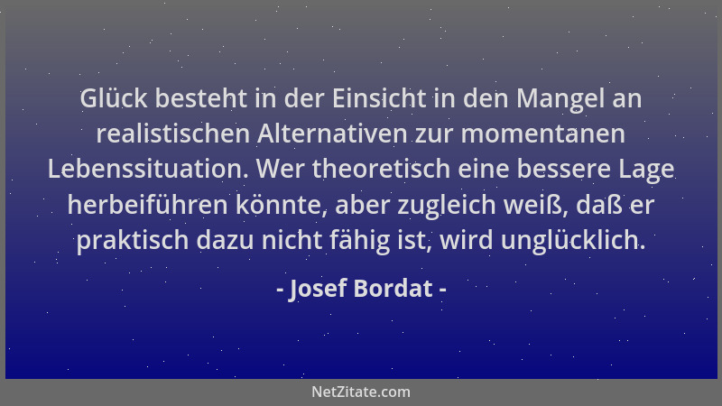 Josef Bordat - Glück besteht in der Einsicht in den Mangel an realistischen Alternativen zur momentanen Lebenssituation. We...