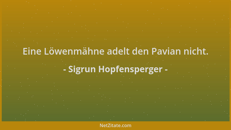Sigrun Hopfensperger - Eine Löwenmähne adelt den Pavian nicht....