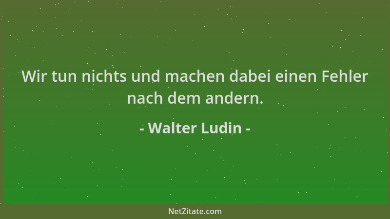Walter Ludin - Wir tun nichts und machen dabei einen Fehler nach dem andern....