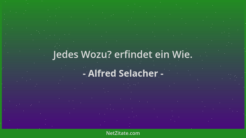Alfred Selacher - Jedes Wozu? erfindet ein Wie....
