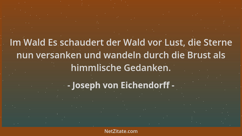 Joseph von Eichendorff - Im Wald Es schaudert der Wald vor Lust, die Sterne nun versanken und wandeln durch die Brust als h...