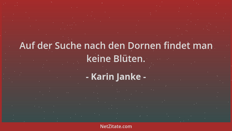 Karin Janke - Auf der Suche nach den Dornen findet man keine Blüten....