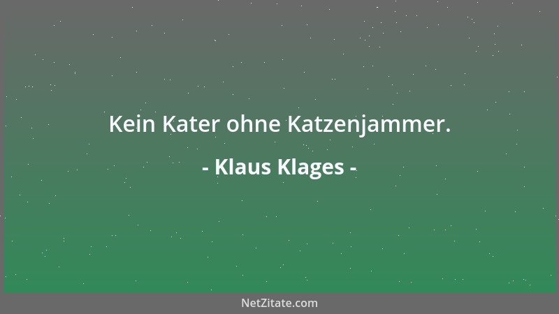 Klaus Klages - Kein Kater ohne Katzenjammer....