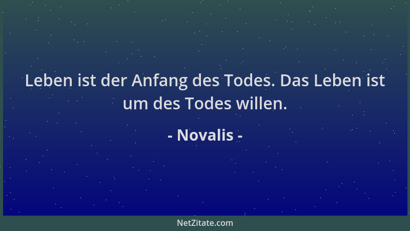 Novalis - Leben ist der Anfang des Todes. Das Leben ist um des Todes willen....