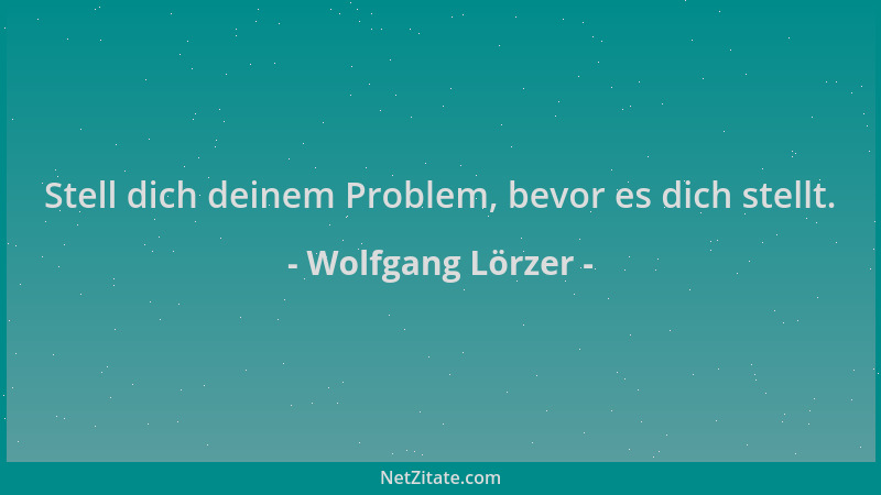 Wolfgang Lörzer - Stell dich deinem Problem, bevor es dich stellt....