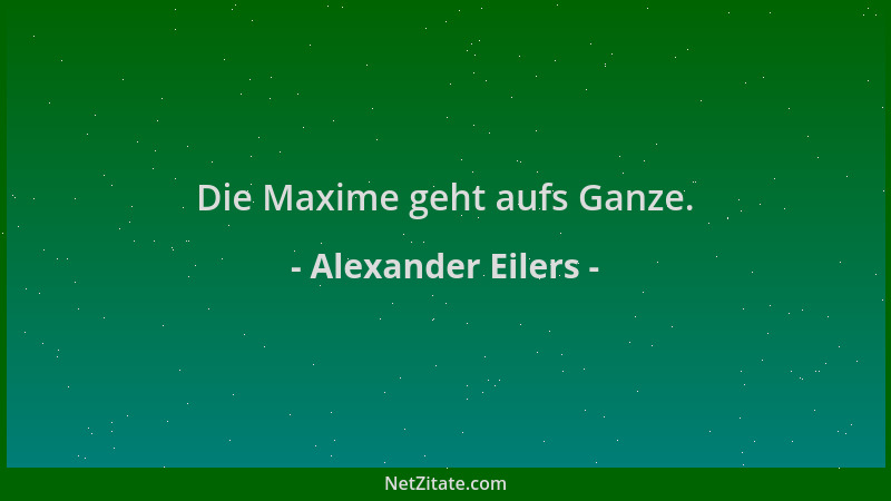 Alexander Eilers - Die Maxime geht aufs Ganze....