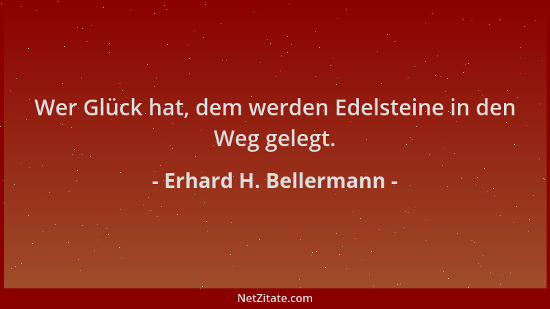 Erhard H. Bellermann - Wer Glück hat, dem werden Edelsteine in den Weg gelegt....