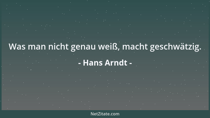 Hans Arndt - Was man nicht genau weiß, macht geschwätzig....