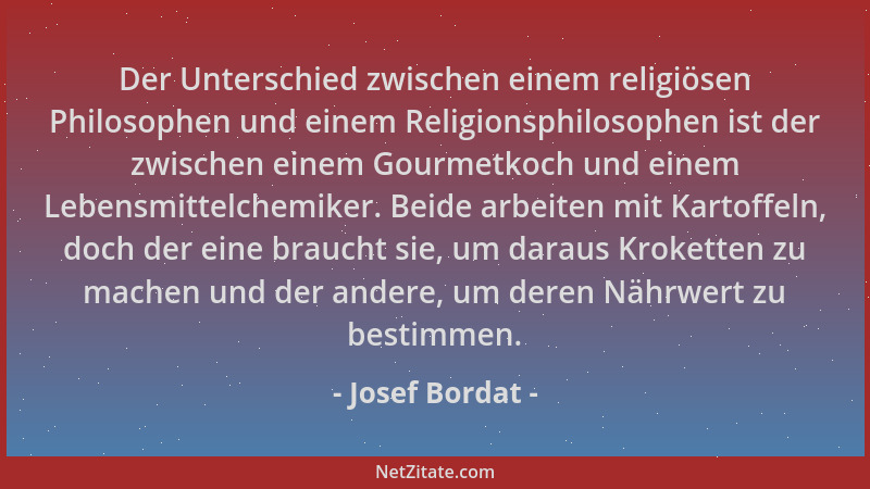 Josef Bordat - Der Unterschied zwischen einem religiösen Philosophen und einem Religionsphilosophen ist der zwischen einem...
