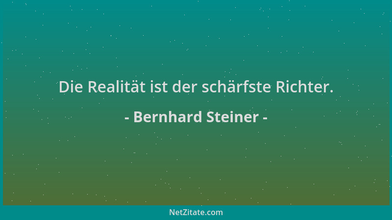 Bernhard Steiner - Die Realität ist der schärfste Richter....
