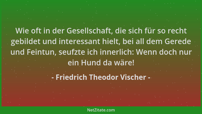 Friedrich Theodor Vischer - Wie oft in der Gesellschaft, die sich für so recht gebildet und interessant hielt, bei all dem...