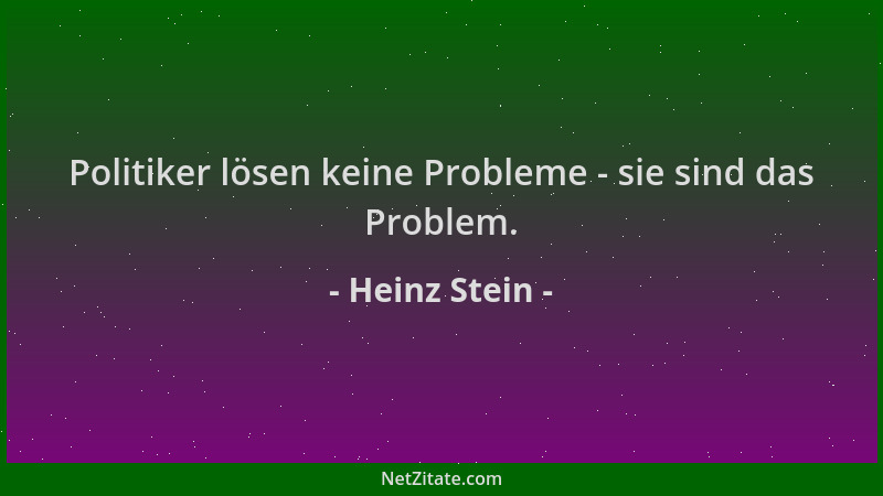 Heinz Stein - Politiker lösen keine Probleme - sie sind das Problem....