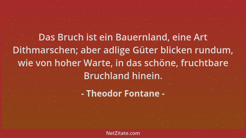 Theodor Fontane - Das Bruch ist ein Bauernland, eine Art Dithmarschen; aber adlige Güter blicken rundum, wie von hoher Wart...