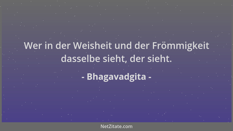 Bhagavadgita - Wer in der Weisheit und der Frömmigkeit dasselbe sieht, der sieht....