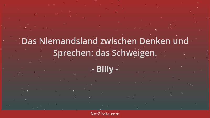 Billy - Das Niemandsland zwischen Denken und Sprechen: das Schweigen....