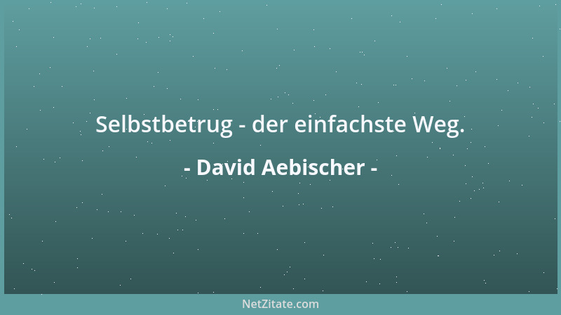 David Aebischer - Selbstbetrug - der einfachste Weg....