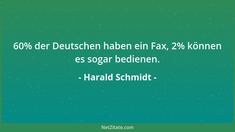Harald Schmidt - 60% der Deutschen haben ein Fax, 2% können es sogar bedienen....