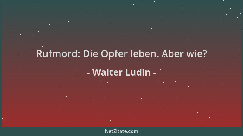 Walter Ludin - Rufmord: Die Opfer leben. Aber wie?...