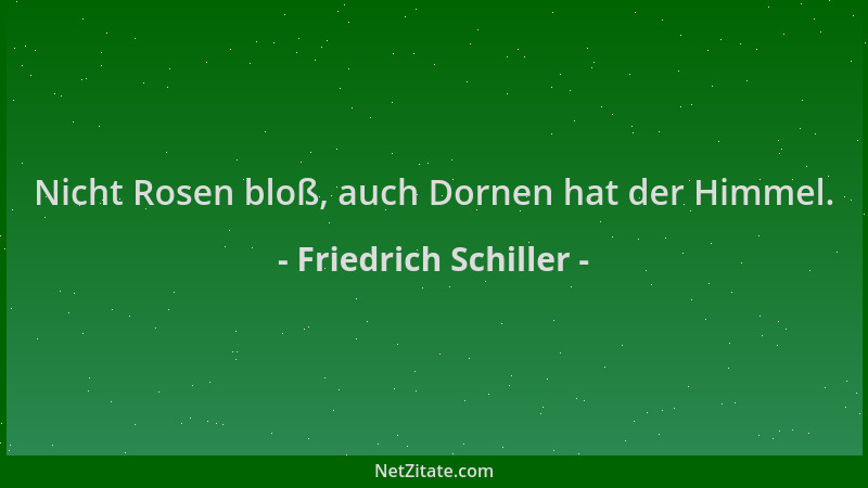 Friedrich Schiller - Nicht Rosen bloß, auch Dornen hat der Himmel....