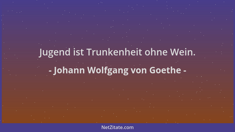 Johann Wolfgang von Goethe - Jugend ist Trunkenheit ohne Wein....