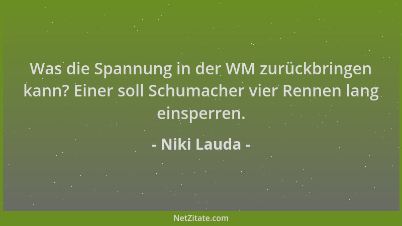 Niki Lauda - Was die Spannung in der WM zurückbringen kann? Einer soll Schumacher vier Rennen lang einsperren....