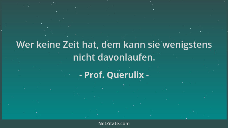 Prof. Querulix - Wer keine Zeit hat, dem kann sie wenigstens nicht davonlaufen....
