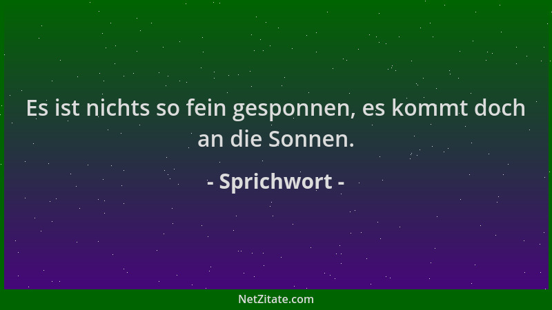 Sprichwort - Es ist nichts so fein gesponnen, es kommt doch an die Sonnen....