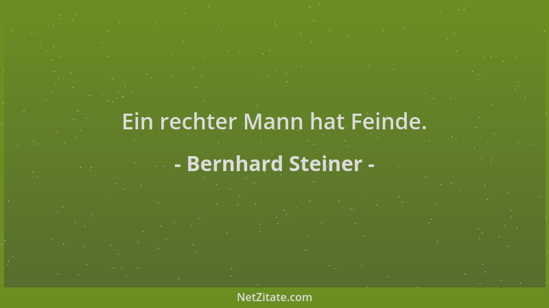Bernhard Steiner - Ein rechter Mann hat Feinde....