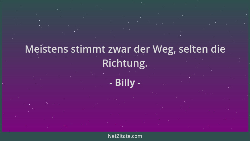Billy - Meistens stimmt zwar der Weg, selten die Richtung....
