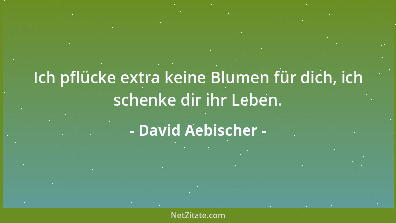 David Aebischer - Ich pflücke extra keine Blumen für dich, ich schenke dir ihr Leben....
