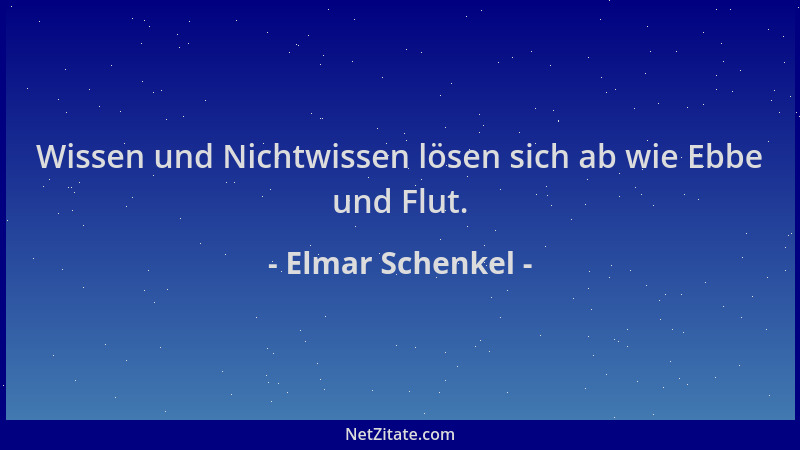 Elmar Schenkel - Wissen und Nichtwissen lösen sich ab wie Ebbe und Flut....