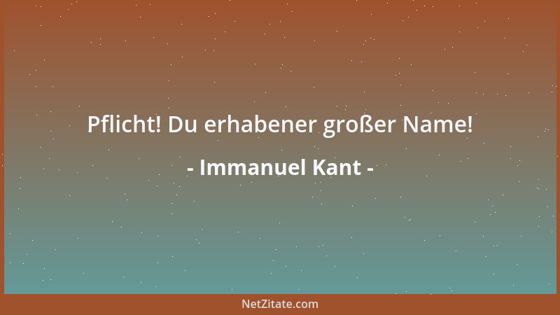 Immanuel Kant - Pflicht! Du erhabener großer Name!...