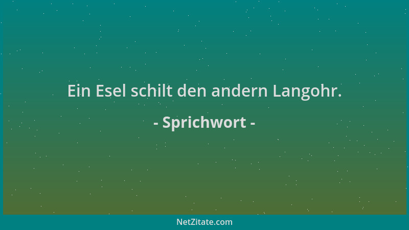 Sprichwort - Ein Esel schilt den andern Langohr....