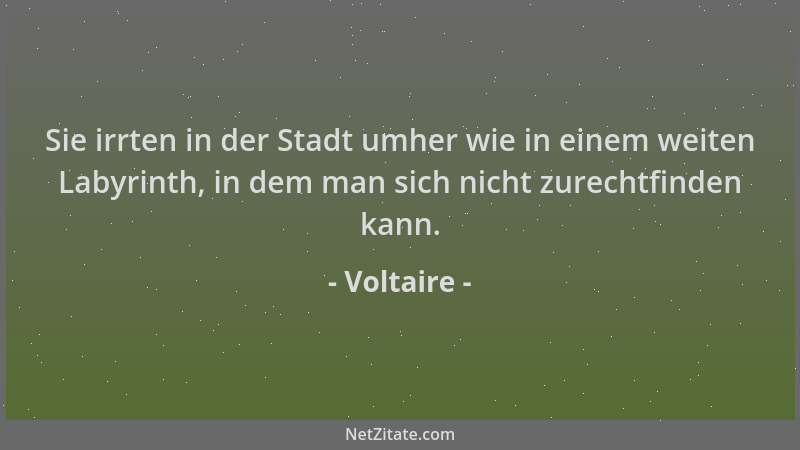 Voltaire - Sie irrten in der Stadt umher wie in einem weiten Labyrinth, in dem man sich nicht zurechtfinden kann....